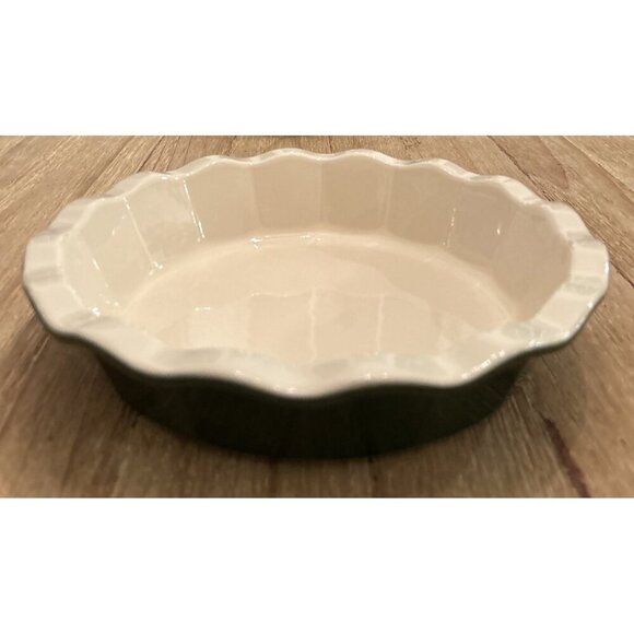 Emile Henry Williams-Sonoma France  Green Ceramic Ruffled Pie Dish Fluted - Picture 1 of 4